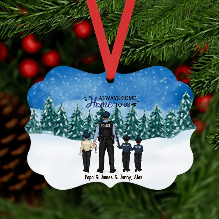 In This Family No One Fights Alone - Personalized Gifts Christmas Custom Ornament For Police Family, Police Officer Gifts