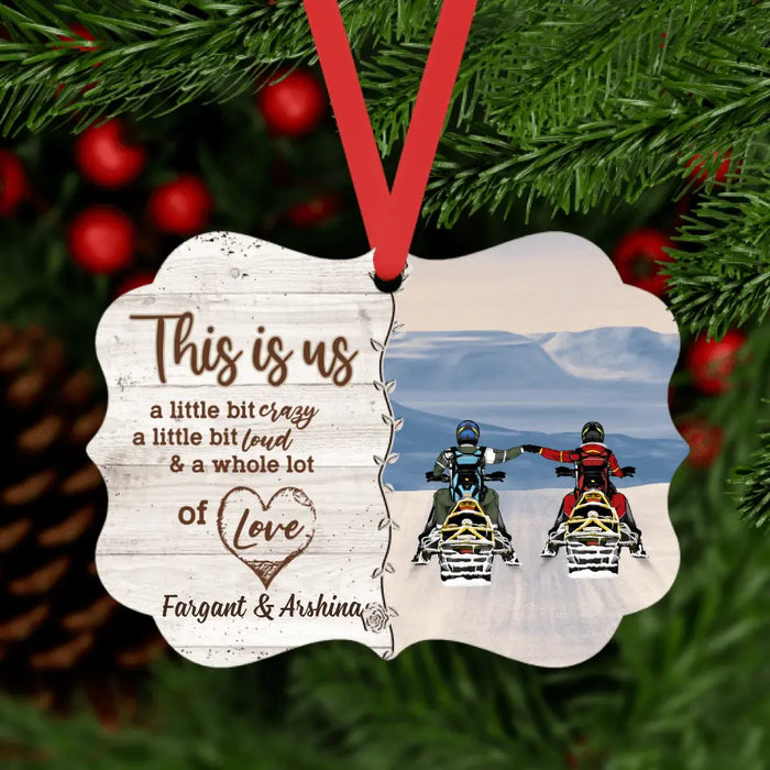 Personalized Metal Ornament, Snowmobiling Partners - Couple Gift, Gifts For Snowmobile Lovers