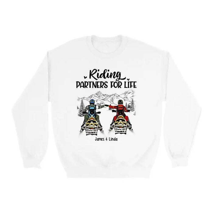 Riding Partners For Life - Personalized Shirt For Couples, Him, Her, Snowmobiling