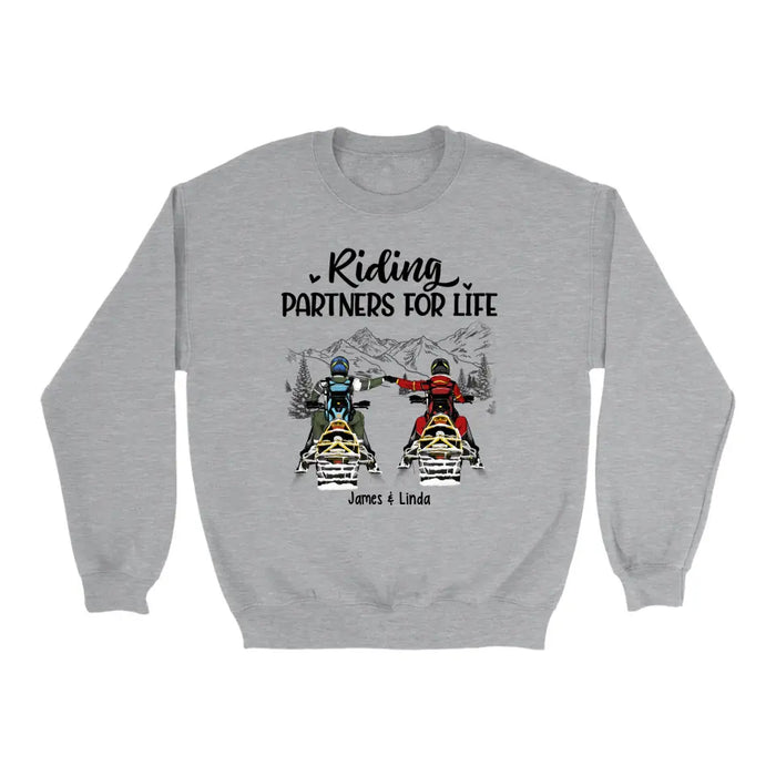 Riding Partners For Life - Personalized Shirt For Couples, Him, Her, Snowmobiling