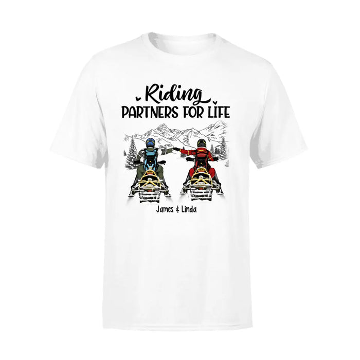 Riding Partners For Life - Personalized Shirt For Couples, Him, Her, Snowmobiling