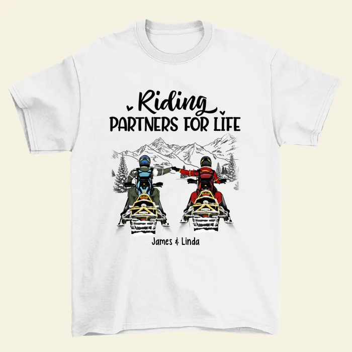 Riding Partners For Life - Personalized Shirt For Couples, Him, Her, Snowmobiling