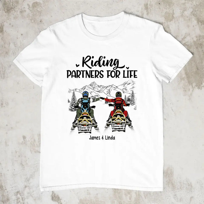 Riding Partners For Life - Personalized Shirt For Couples, Him, Her, Snowmobiling