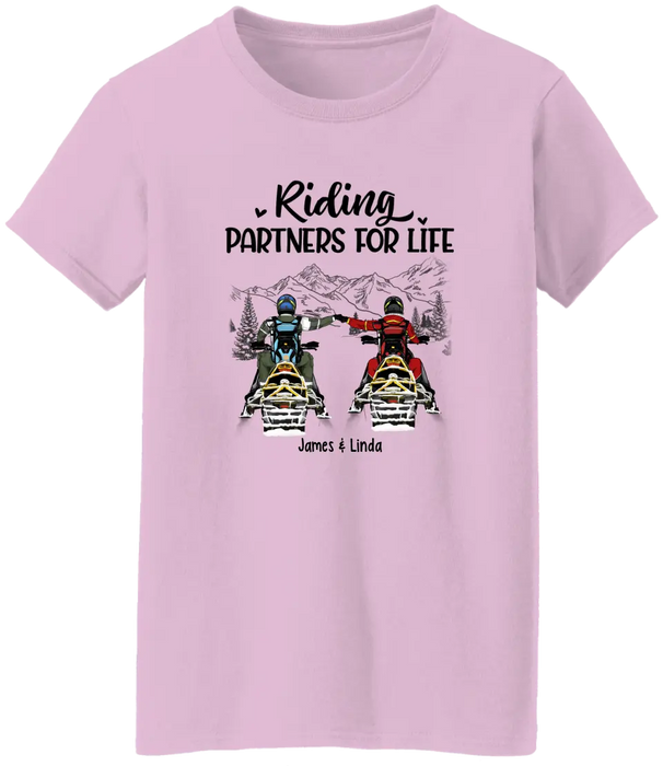 Riding Partners For Life - Personalized Shirt For Couples, Him, Her, Snowmobiling