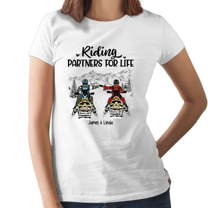 Riding Partners For Life - Personalized Shirt For Couples, Him, Her, Snowmobiling