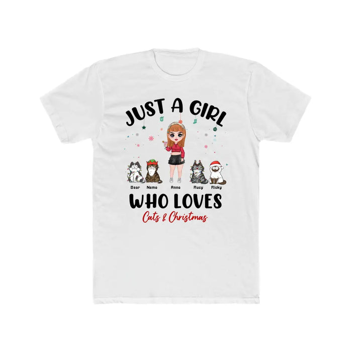 Just A Girl Who Loves Cats & Christmas - Personalized Christmas Gifts Custom Shirt for Her, Cats Lovers