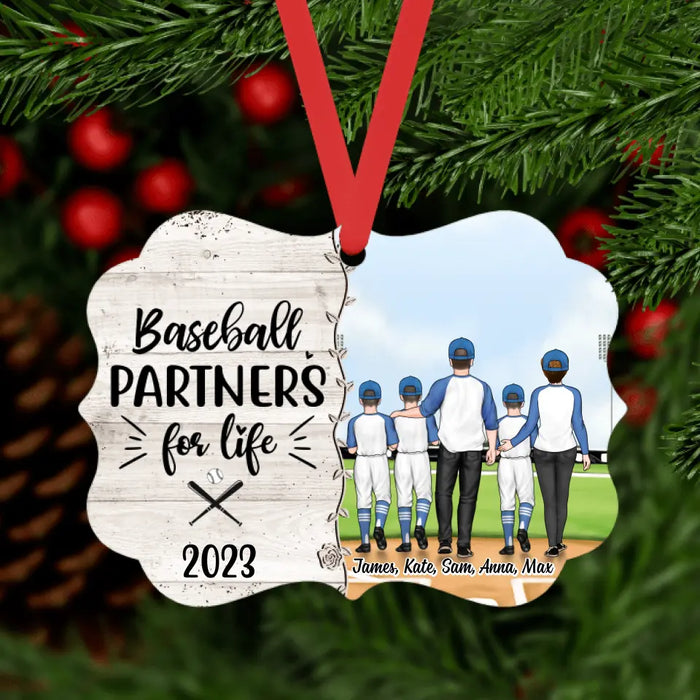 Personalized Ornament, Up To 3 Kids, Gift For Family, Baseball Lovers, Baseball Partners For Life