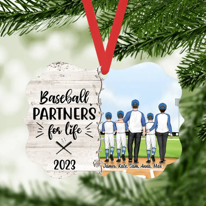 Personalized Ornament, Up To 3 Kids, Gift For Family, Baseball Lovers, Baseball Partners For Life