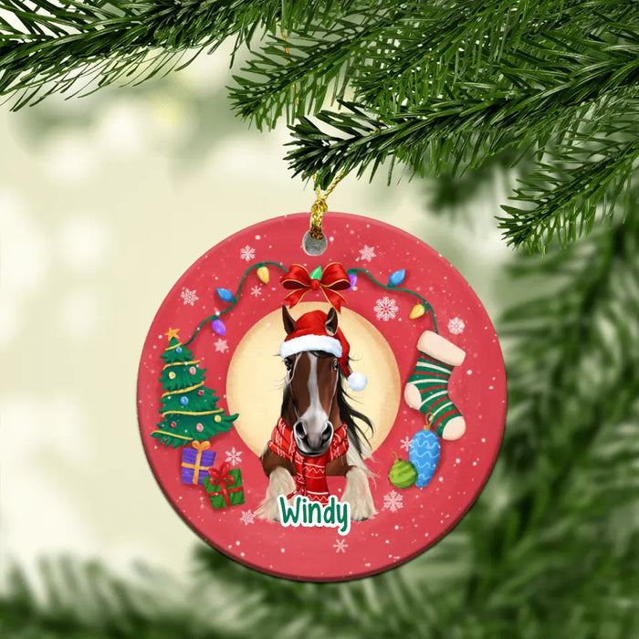 Personalized Ornament, Horse Peeking, Christmas Gift For Horse Lovers