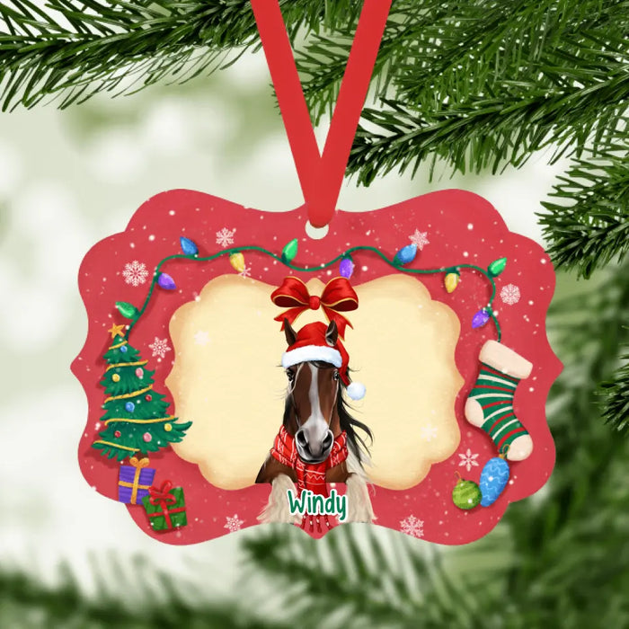 Personalized Ornament, Horse Peeking, Christmas Gift For Horse Lovers