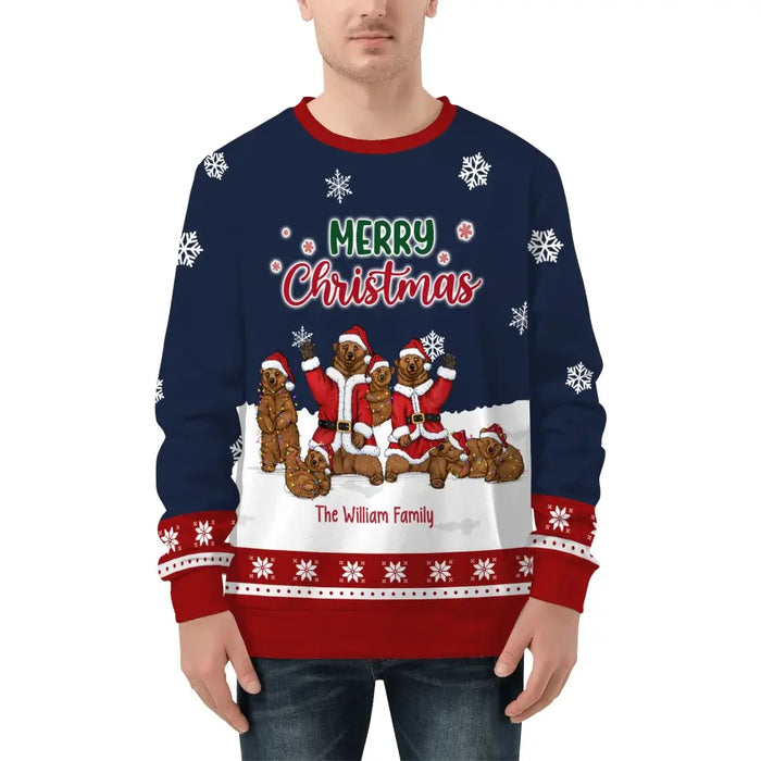 Merry Christmas Bear Family - Personalized Custom Unisex Ugly Christmas Sweater, Christmas Gift For Family