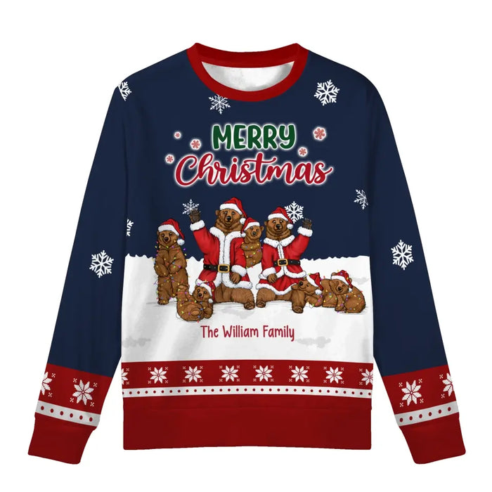 Merry Christmas Bear Family - Personalized Custom Unisex Ugly Christmas Sweater, Christmas Gift For Family