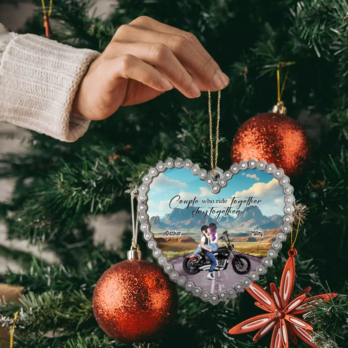 Couple Who Ride Together Stay Together - Personalized Gifts Custom Acrylic Ornament For Couples, Motorcycle Lovers