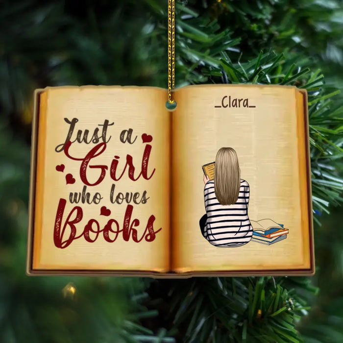 Just a Girl Who Loves Books - Personalized Gifts Custom Wooden Ornament For Her, Book Lovers