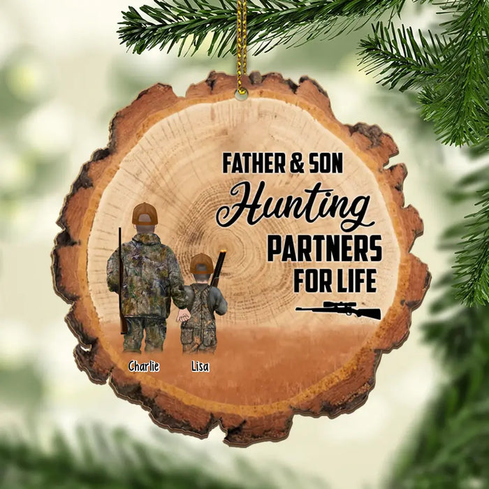 Father & Son Hunting Partners For Life - Personalized Gifts Christmas Custom Wooden Ornament for Family, Hunting Lovers