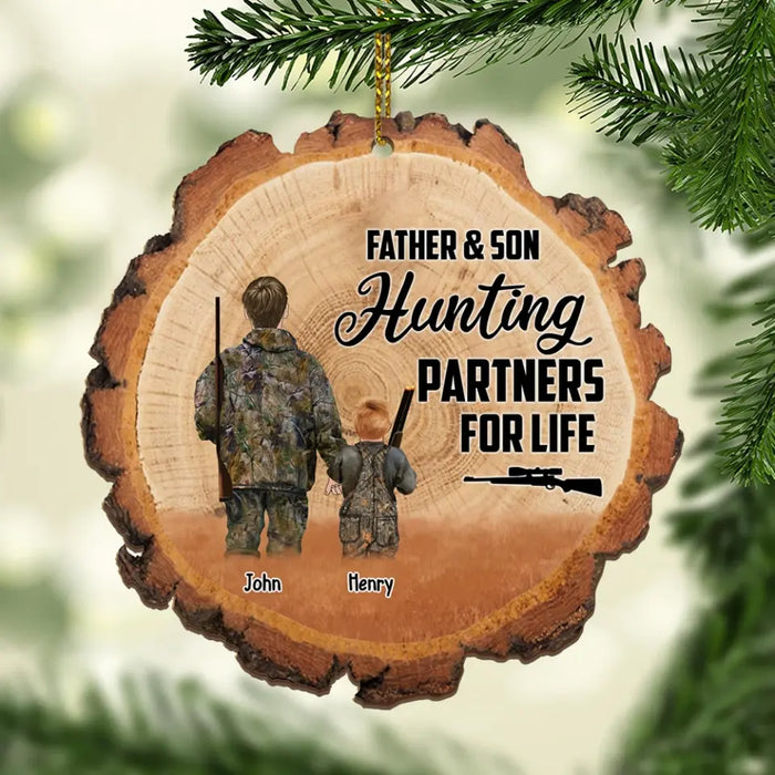 Father & Son Hunting Partners For Life - Personalized Gifts Christmas Custom Wooden Ornament for Family, Hunting Lovers