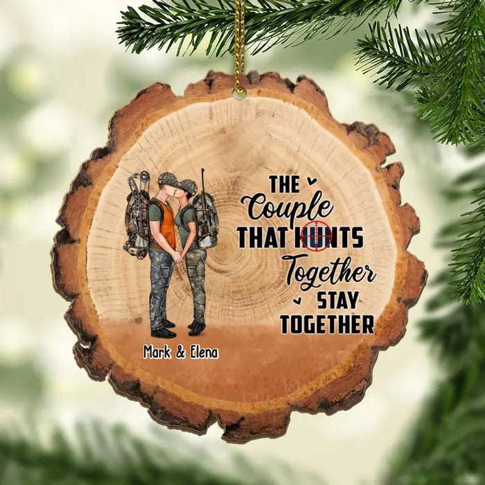 The Couples That Hunt Together Stay Together - Personalized Gifts Custom Hunting Wooden Ornament For Couples, Hunting Lovers, Hunters