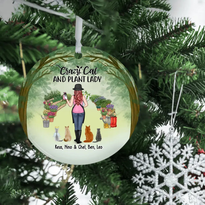 Crazy Cat And Plant Lady - Personalized Gifts Custom Ornament For Her, Cat and Gardening Lovers