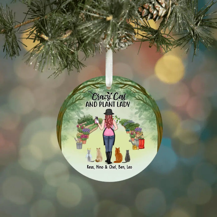 Crazy Cat And Plant Lady - Personalized Gifts Custom Ornament For Her, Cat and Gardening Lovers