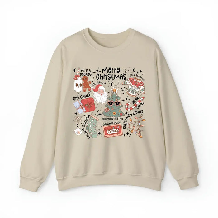 Retro Merry Christmas Santa Claus Crewneck Sweatshirt, Christmas Sweatshirt