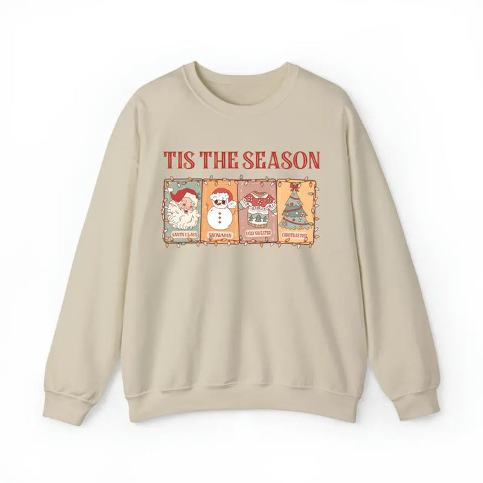 Tis The Season Santa Claus Snowman Christmas Tree Crewneck Sweatshirt, Christmas Sweatshirt