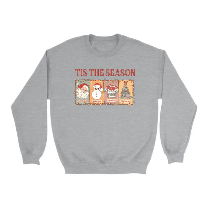 Tis The Season Santa Claus Snowman Christmas Tree Crewneck Sweatshirt, Christmas Sweatshirt