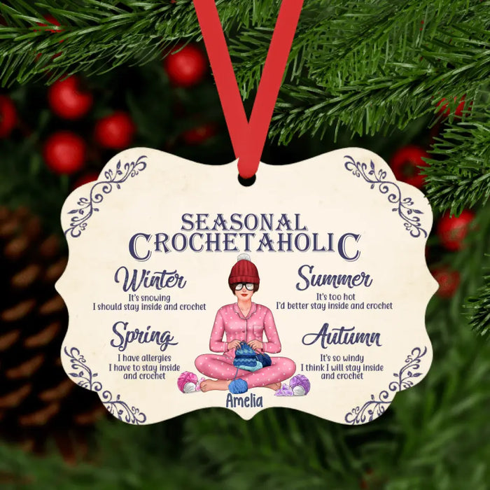 Personalized Ornament, Seasonal Crochetaholic, Christmas Gift For Crocheters