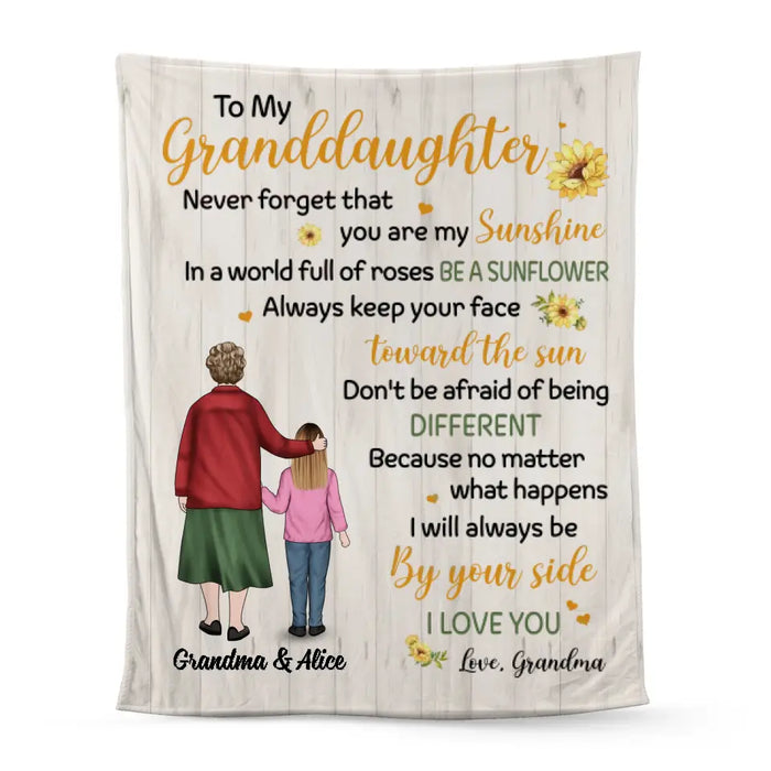 To My Granddaughter, Never Forget That You Are My Sunshine - Personalized Gifts Custom Blanket For Granddaughter From Grandma