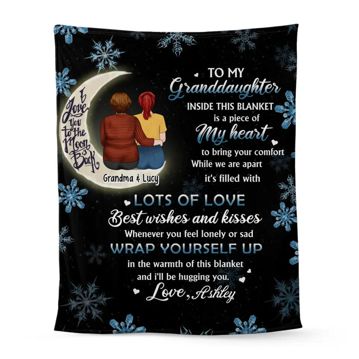 To My Granddaughter, Inside This Blanket Is a Piece of My Heart - Personalized Gifts Custom Blanket for Granddaughter From Grandma