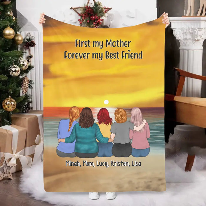 First My Mother Forever My Best Friend - Personalized Gifts Custom Mother and Daughters Memorial Blanket For Mom, Memorial Gifts