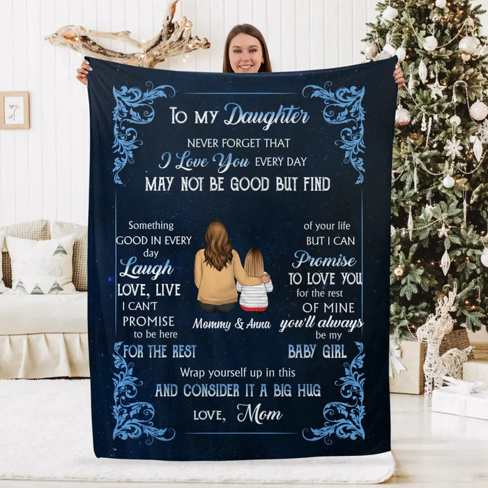 To My Daughter, Never Forget That I Love You - Personalized Gifts Custom Blanket For Daughter, Mother and Daughter Blanket