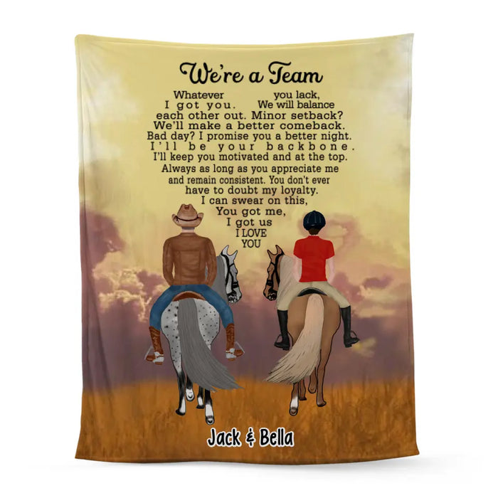 We're A Team Horse Riding Couple - Personalized Gifts Custom Horse Blanket for Couples, Horse Riding Lovers