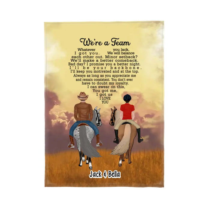 We're A Team Horse Riding Couple - Personalized Gifts Custom Horse Blanket for Couples, Horse Riding Lovers