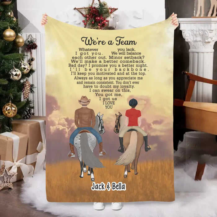 We're A Team Horse Riding Couple - Personalized Gifts Custom Horse Blanket for Couples, Horse Riding Lovers