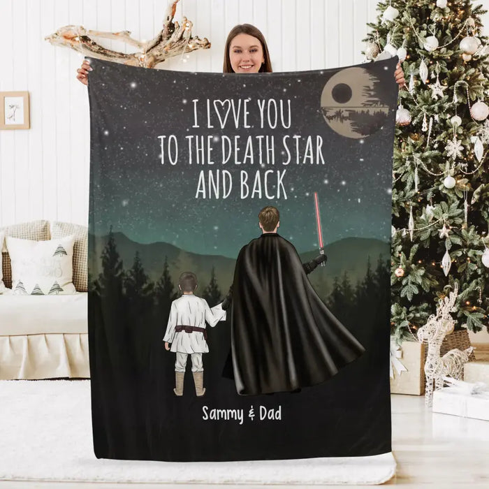 I Love You to the Death Star and Back - Personalized Gifts Custom Death Star Blanket for Dad