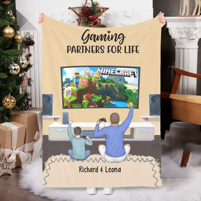 Gaming Partners for Life - Personalized Gifts Custom Game Blanket for Couples, for Her, for Him, Game Lovers