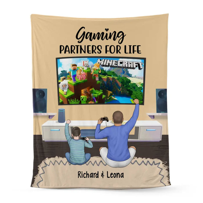 Gaming Partners for Life - Personalized Gifts Custom Game Blanket for Family, Game Lovers