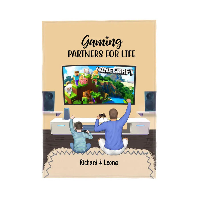 Gaming Partners for Life - Personalized Gifts Custom Game Blanket for Family, Game Lovers