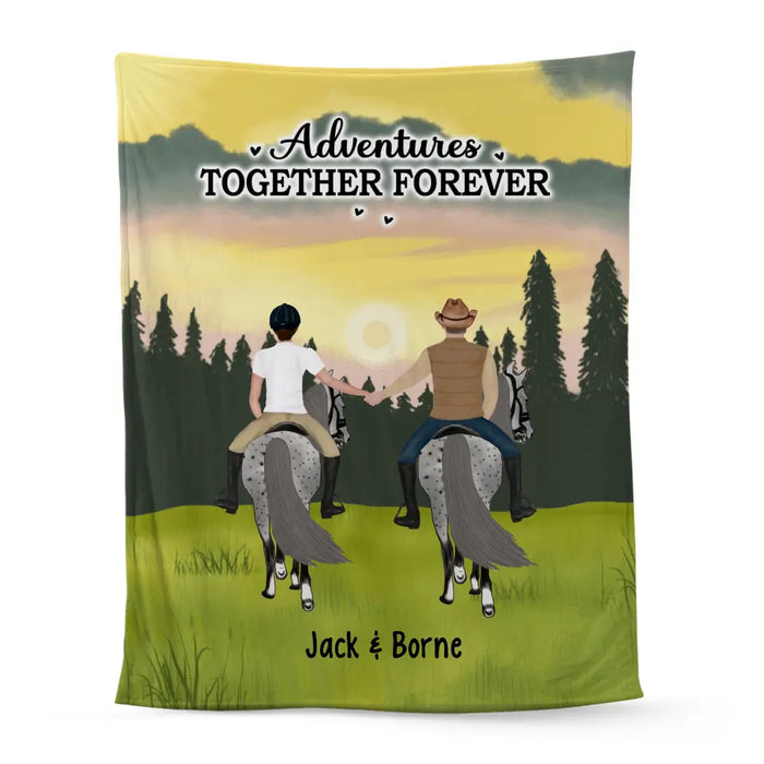 Adventures Together Forever - Personalized Gifts Custom Horse Blanket For Couples, Horse Riding Lovers