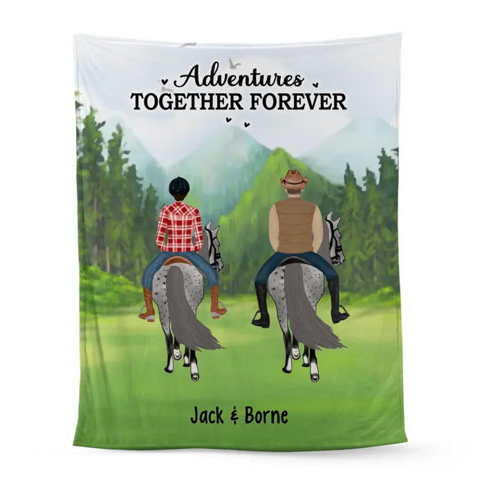 Adventures Together Forever - Personalized Gifts Custom Horse Blanket for Families and Couples, Horse Riding Lovers