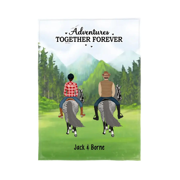 Adventures Together Forever - Personalized Gifts Custom Horse Blanket for Families and Couples, Horse Riding Lovers