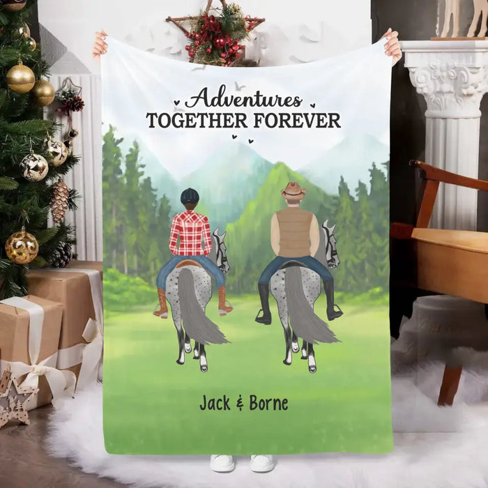 Adventures Together Forever - Personalized Gifts Custom Horse Blanket for Families and Couples, Horse Riding Lovers