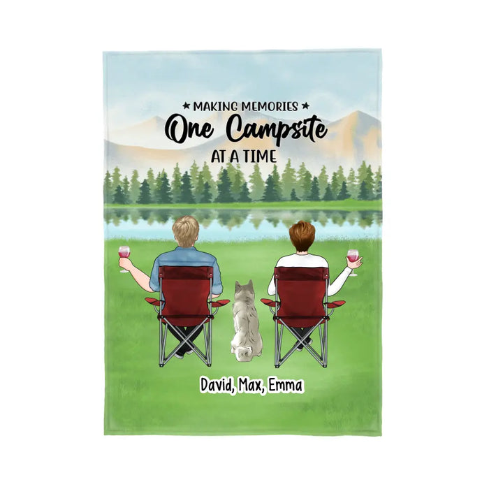 Making Memories One Campsite at a Time - Personalized Gifts Custom Camping Blanket for Couples, Dog Lovers