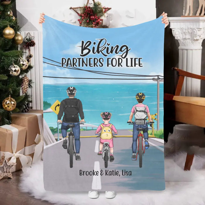 Biking Partners for Life - Personalized Gifts Custom Biking Blanket for Family, Couples, Biking Lovers