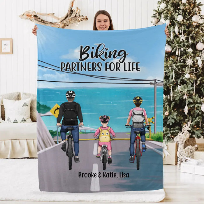 Biking Partners for Life - Personalized Gifts Custom Biking Blanket for Family, Couples, Biking Lovers