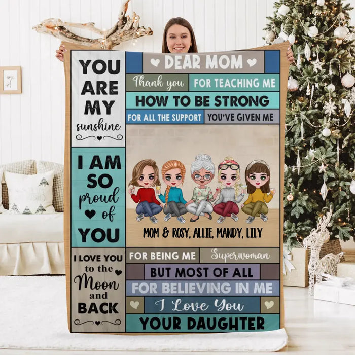 Dear Mom, Thank You for Teaching Me How to Be Strong - Personalized Gifts Custom Blanket for Mom