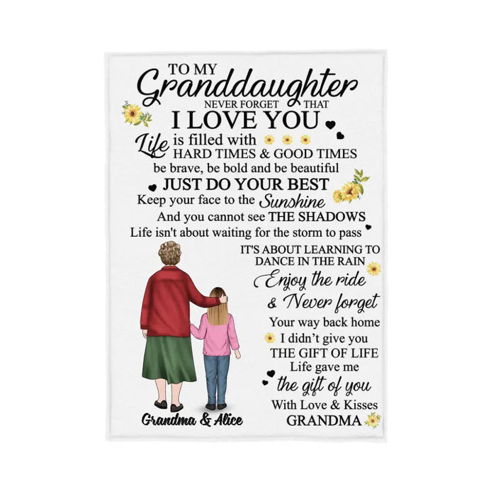 To My Granddaughter Never Forget That I Love You - Personalized Blanket For Granddaughter