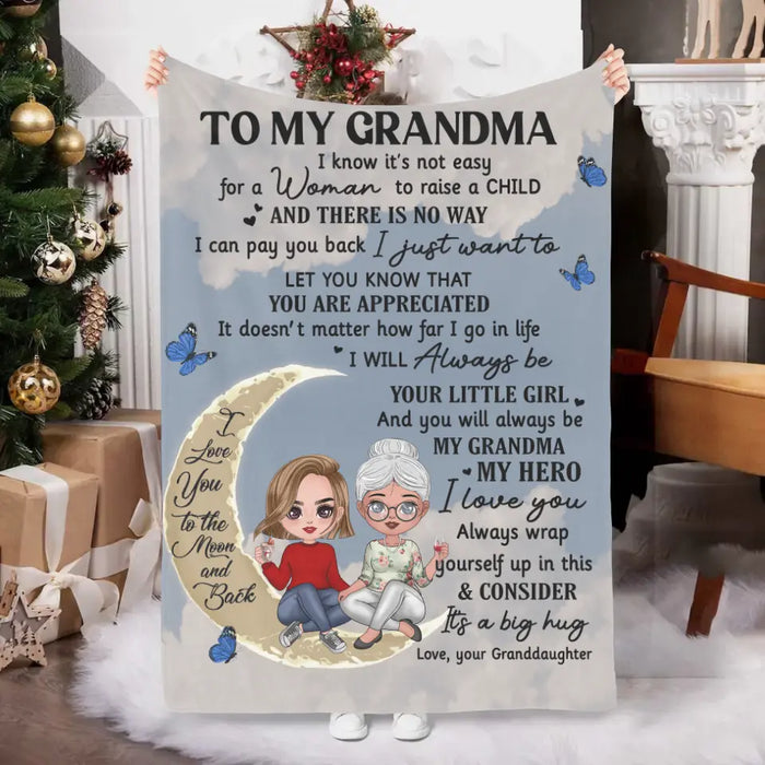 Up To 2 Granddaughters To My Grandma I Know It's Not Easy - Personalized Blanket For Her, Grandma