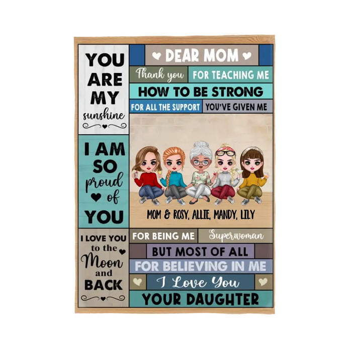 Dear Mom, Thank You for Teaching Me How to Be Strong - Personalized Gifts Custom Blanket for Mom