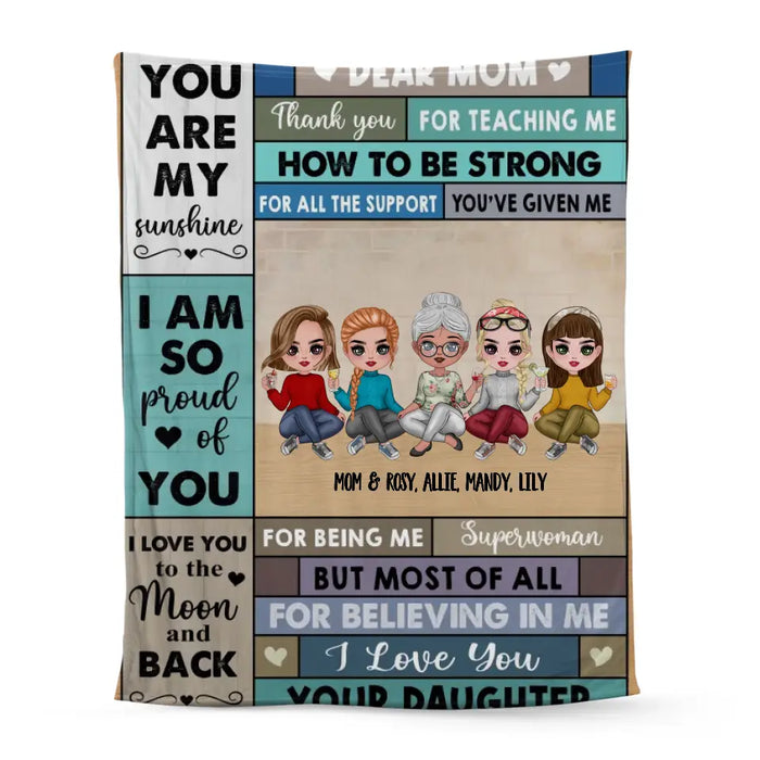 Dear Mom, Thank You for Teaching Me How to Be Strong - Mother's Day Personalized Gifts - Custom Blanket for Mom